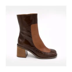 ANGEL ALARCON Jody - Shiny Leather Ankle Boots With Duotone Ornament<Vrouwen Boots And Booties