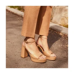 ANGEL ALARCON Kelis - Leather Padded Ankle Strap Sandals With Block Heel & Platform<Vrouwen Sandals