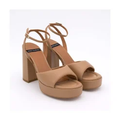 ANGEL ALARCON Kelis - Leather Padded Ankle Strap Sandals With Block Heel & Platform<Vrouwen Sandals