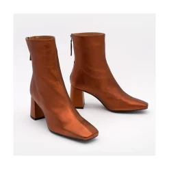 ANGEL ALARCON Lauryn - Leather Ankle Boots With A Metallic Ornament<Vrouwen Metallized Shoes