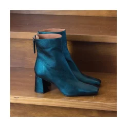 ANGEL ALARCON Lauryn - Leather Ankle Boots With A Metallic Ornament<Vrouwen Metallized Shoes