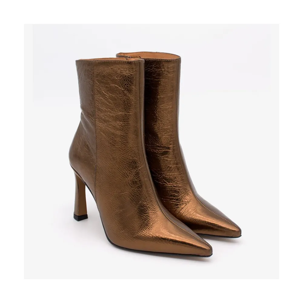 ANGEL ALARCON Leire - Metallic Leather Pointed Toe High Heel Booties<Vrouwen Last Units
