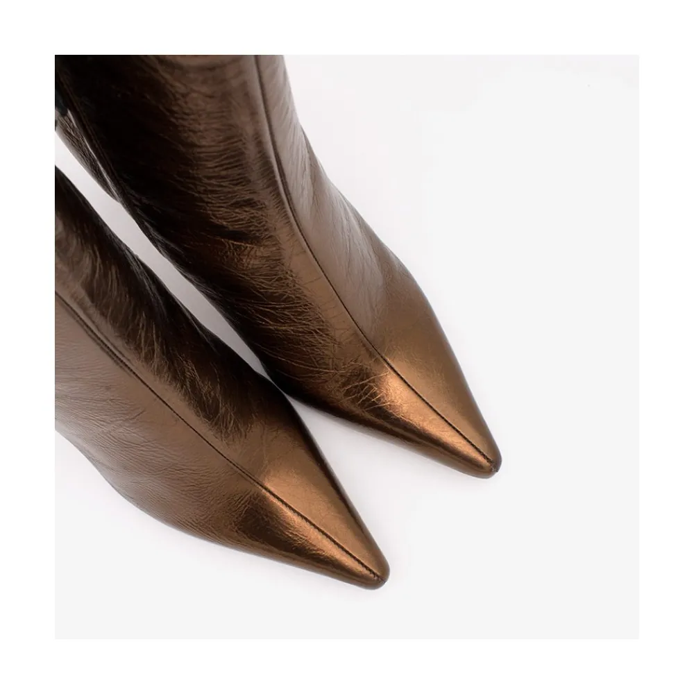 ANGEL ALARCON Leire - Metallic Leather Pointed Toe High Heel Booties<Vrouwen Last Units