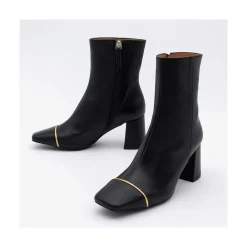 ANGEL ALARCON Lesley - Heeled Leather Booties With Square Toe & Zipper<Vrouwen Heeled Shoes
