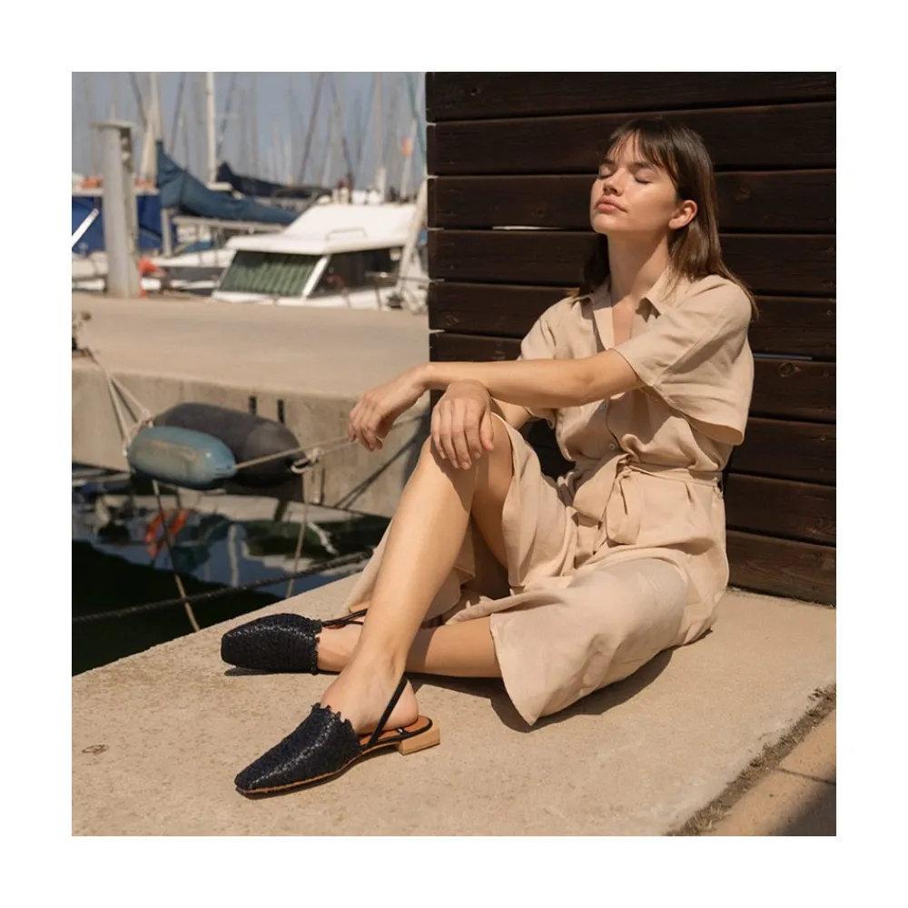 ANGEL ALARCON Liza - Raffia Slingback Flats<Vrouwen Last Units