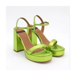 ANGEL ALARCON Mandy - Leather Sandals With Platform & High Heels<Vrouwen Metallized Shoes
