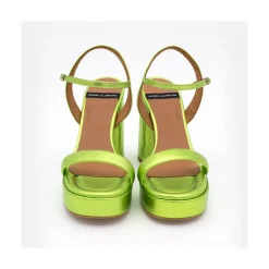 ANGEL ALARCON Mandy - Leather Sandals With Platform & High Heels<Vrouwen Metallized Shoes