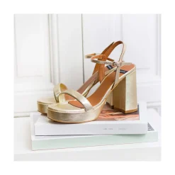 ANGEL ALARCON Mandy - Leather Sandals With Platform & High Heels<Vrouwen Metallized Shoes