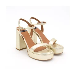 ANGEL ALARCON Mandy - Leather Sandals With Platform & High Heels<Vrouwen Metallized Shoes
