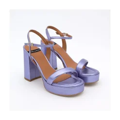 ANGEL ALARCON Mandy - Leather Sandals With Platform & High Heels<Vrouwen Metallized Shoes