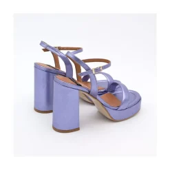 ANGEL ALARCON Mandy - Leather Sandals With Platform & High Heels<Vrouwen Metallized Shoes