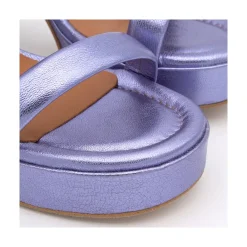 ANGEL ALARCON Mandy - Leather Sandals With Platform & High Heels<Vrouwen Metallized Shoes