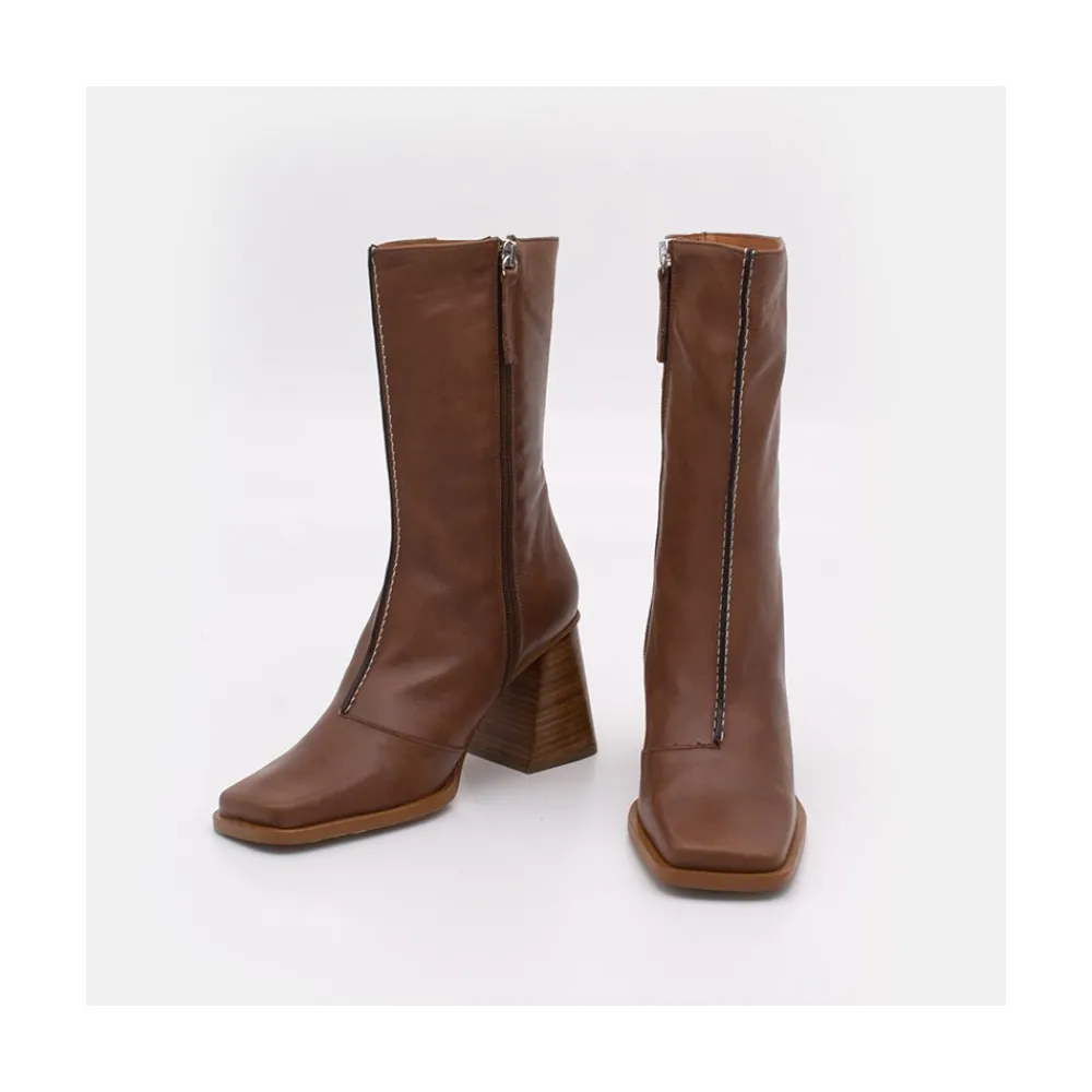 ANGEL ALARCON Motagua - Leather Women S Boots With Block Heel<Vrouwen Last Units