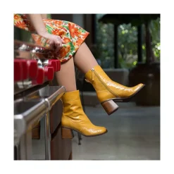 ANGEL ALARCON Nathalia - Shiny Leather Ankle Boots With Duotone Ornament<Vrouwen Last Units