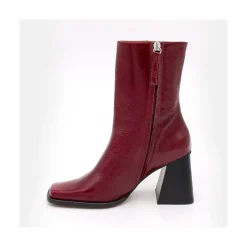 ANGEL ALARCON Oconnor - Shiny Leather Ankle Boots With Zipper & Block Heel<Vrouwen Boots And Booties
