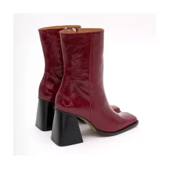 ANGEL ALARCON Oconnor - Shiny Leather Ankle Boots With Zipper & Block Heel<Vrouwen Boots And Booties