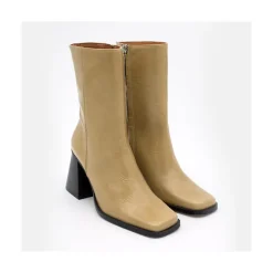 ANGEL ALARCON Oconnor - Shiny Leather Ankle Boots With Zipper & Block Heel<Vrouwen Boots And Booties