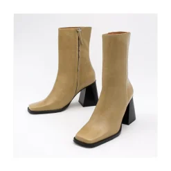 ANGEL ALARCON Oconnor - Shiny Leather Ankle Boots With Zipper & Block Heel<Vrouwen Boots And Booties