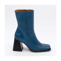 ANGEL ALARCON Oconnor - Shiny Leather Ankle Boots With Zipper & Block Heel<Vrouwen Boots And Booties