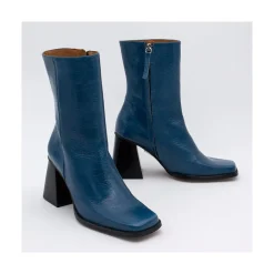 ANGEL ALARCON Oconnor - Shiny Leather Ankle Boots With Zipper & Block Heel<Vrouwen Boots And Booties