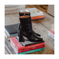 ANGEL ALARCON Oconnor - Shiny Leather Ankle Boots With Zipper & Block Heel<Vrouwen Boots And Booties
