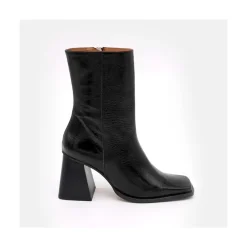 ANGEL ALARCON Oconnor - Shiny Leather Ankle Boots With Zipper & Block Heel<Vrouwen Boots And Booties