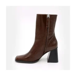 ANGEL ALARCON Oconnor - Shiny Leather Ankle Boots With Zipper & Block Heel<Vrouwen Boots And Booties