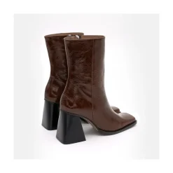 ANGEL ALARCON Oconnor - Shiny Leather Ankle Boots With Zipper & Block Heel<Vrouwen Boots And Booties