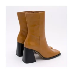 ANGEL ALARCON Oconnor - Shiny Leather Ankle Boots With Zipper & Block Heel<Vrouwen Boots And Booties