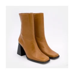 ANGEL ALARCON Oconnor - Shiny Leather Ankle Boots With Zipper & Block Heel<Vrouwen Boots And Booties