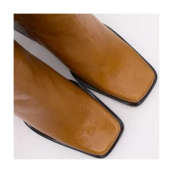 ANGEL ALARCON Oconnor - Shiny Leather Ankle Boots With Zipper & Block Heel<Vrouwen Boots And Booties