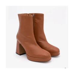 ANGEL ALARCON Olwen - Leather Booties With Block Heel And Platform<Vrouwen Heeled Shoes