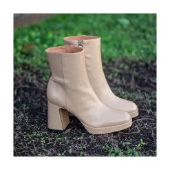 ANGEL ALARCON Olwen - Leather Booties With Block Heel And Platform<Vrouwen Heeled Shoes