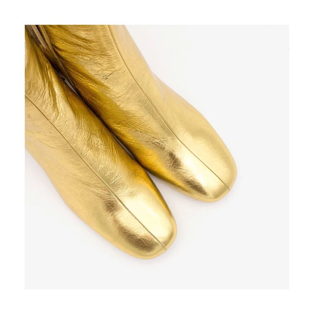 ANGEL ALARCON Parsons - Women S Metallized Leather Booties With Comfortable Low Heels<Vrouwen Metallized Shoes
