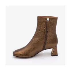 ANGEL ALARCON Parsons - Women S Metallized Leather Booties With Comfortable Low Heels<Vrouwen Metallized Shoes