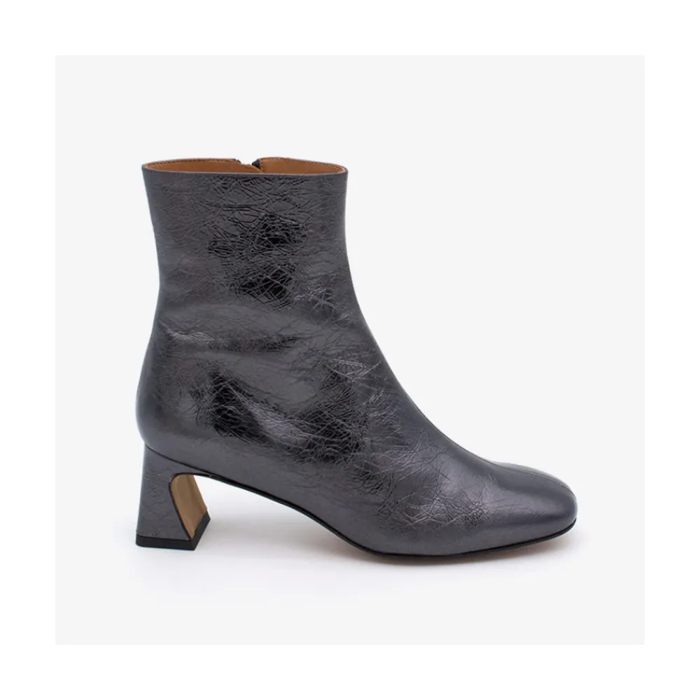 ANGEL ALARCON Parsons - Women S Metallized Leather Booties With Comfortable Low Heels<Vrouwen Metallized Shoes