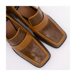 ANGEL ALARCON Peggy - Duotone Shiny Leather Women S Moccasin With Block Heel<Vrouwen Moccasins