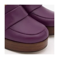 ANGEL ALARCON Petra - Women S Leather Moccasins With Wood Block High Heel And Platform<Vrouwen Heeled Shoes