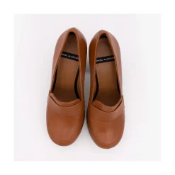 ANGEL ALARCON Petra - Women S Leather Moccasins With Wood Block High Heel And Platform<Vrouwen Heeled Shoes