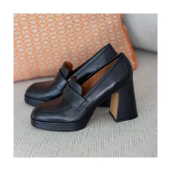 ANGEL ALARCON Pinay - Leather Women S Moccasin With Block Heel And Platform<Vrouwen Heeled Shoes