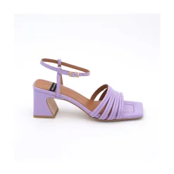 ANGEL ALARCON Roberts - Metallized Leather Strap Sandals With Medium Heel<Vrouwen Wedding & Party Sandals