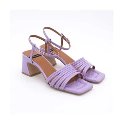 ANGEL ALARCON Roberts - Metallized Leather Strap Sandals With Medium Heel<Vrouwen Wedding & Party Sandals