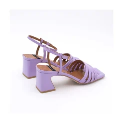 ANGEL ALARCON Roberts - Metallized Leather Strap Sandals With Medium Heel<Vrouwen Wedding & Party Sandals