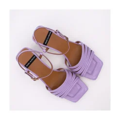 ANGEL ALARCON Roberts - Metallized Leather Strap Sandals With Medium Heel<Vrouwen Wedding & Party Sandals