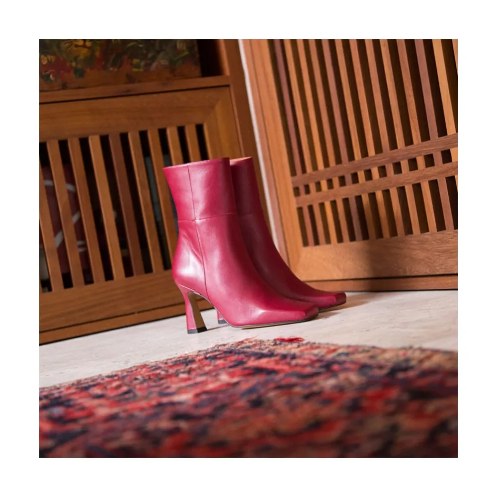 ANGEL ALARCON Selena - Leather Ankle Boots With Zipper<Vrouwen Heeled Shoes