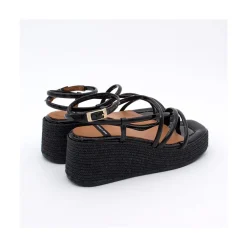 ANGEL ALARCON Shirelles - Patent Leather Sandals With Raffia Wedge<Vrouwen Sandals