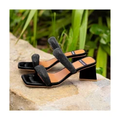ANGEL ALARCON Sophie - Padded Sandal With Crystals And Triangular Heel<Vrouwen Metallized Shoes