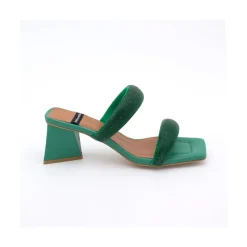 ANGEL ALARCON Sophie - Padded Sandal With Crystals And Triangular Heel<Vrouwen Metallized Shoes