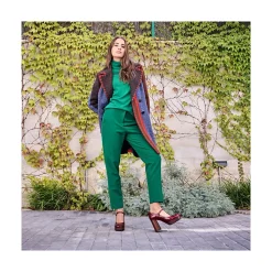 ANGEL ALARCON Soraya - Ankle Strap Shiny Leather Pump With Wood Platform And Block Heel<Vrouwen Heeled Shoes