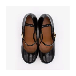 ANGEL ALARCON Soraya - Ankle Strap Shiny Leather Pump With Wood Platform And Block Heel<Vrouwen Heeled Shoes
